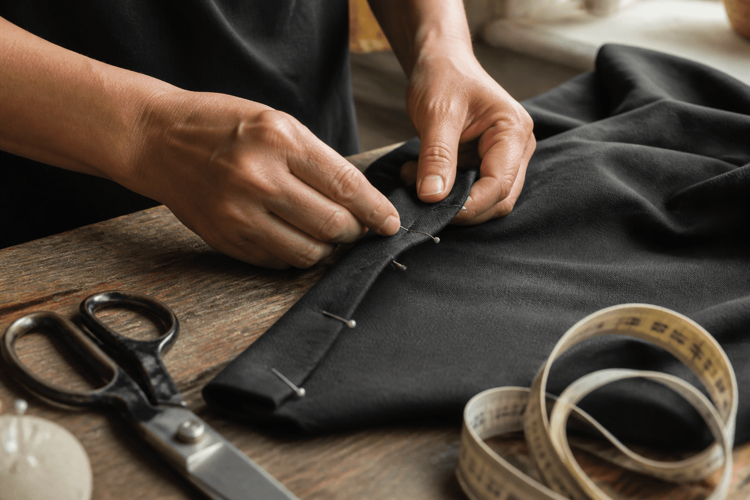 Kleding wordt vermaakt in de winkel